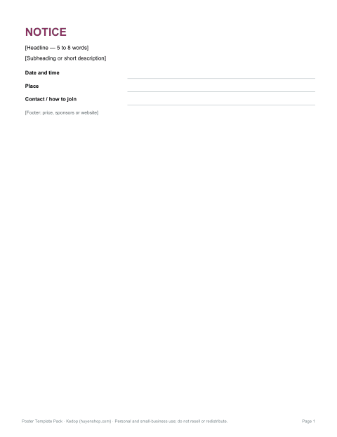 Preview of the first page of Notice poster (DOCX)