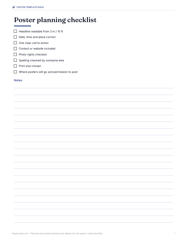 Preview of Printable Poster Planning Checklist